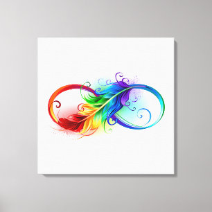 Infinity Symbol with Rainbow Feather Canvas Print