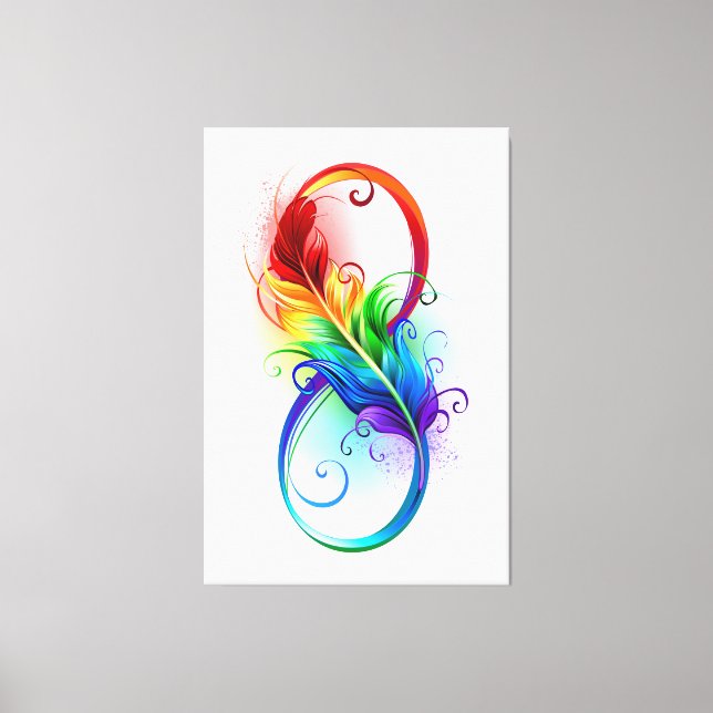 Infinity Symbol with Rainbow Feather Canvas Print (Front)