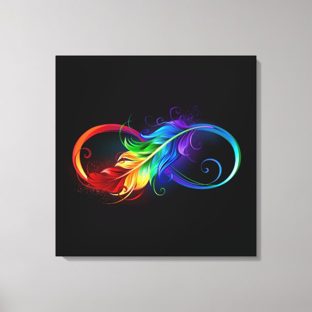 Infinity Symbol with Rainbow Feather Canvas Print (Front)