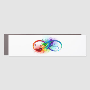 Infinity Symbol with Rainbow Feather Car Magnet