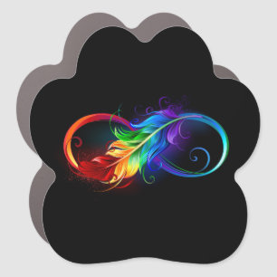 Infinity Symbol with Rainbow Feather Car Magnet