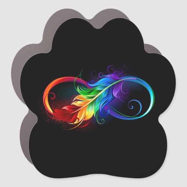 Infinity Symbol with Rainbow Feather Car Magnet (Front)