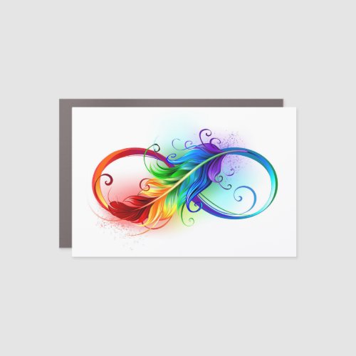 Infinity Symbol with Rainbow Feather Car Magnet