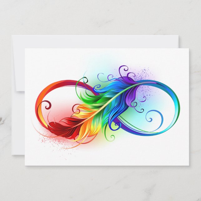 Infinity Symbol with Rainbow Feather Card (Front)