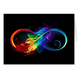 Infinity Symbol with Rainbow Feather Cards