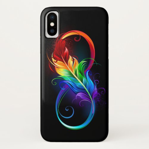 Infinity Symbol with Rainbow Feather iPhone X Case