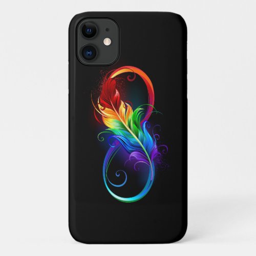 Infinity Symbol with Rainbow Feather iPhone 11 Case