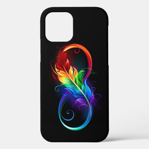 Infinity Symbol with Rainbow Feather iPhone 12 Case