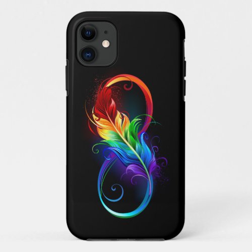 Infinity Symbol with Rainbow Feather iPhone 11 Case