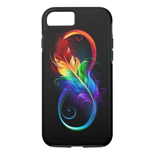 Infinity Symbol with Rainbow Feather iPhone 87 Case