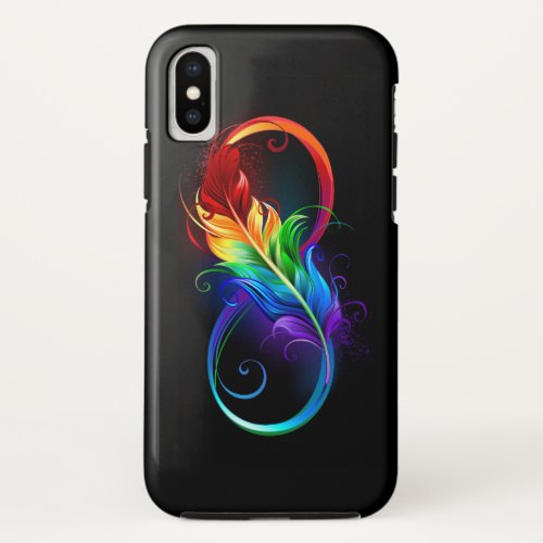 Infinity Symbol with Rainbow Feather iPhone X Case