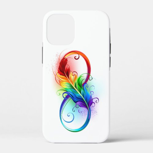 Infinity Symbol with Rainbow Feather iPhone 12 Mini Case