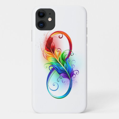 Infinity Symbol with Rainbow Feather iPhone 11 Case