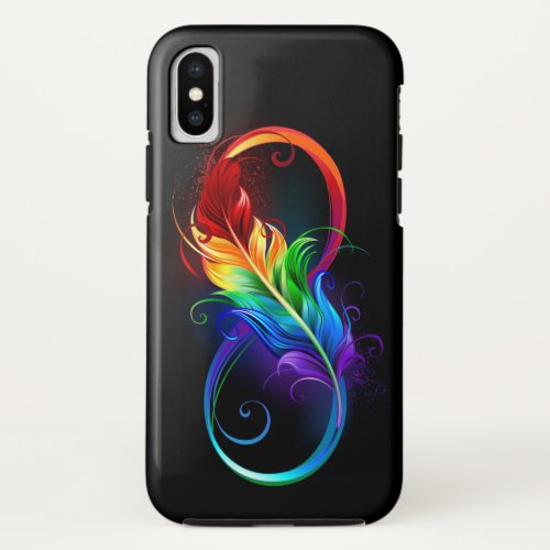 Infinity Symbol with Rainbow Feather iPhone XS Case