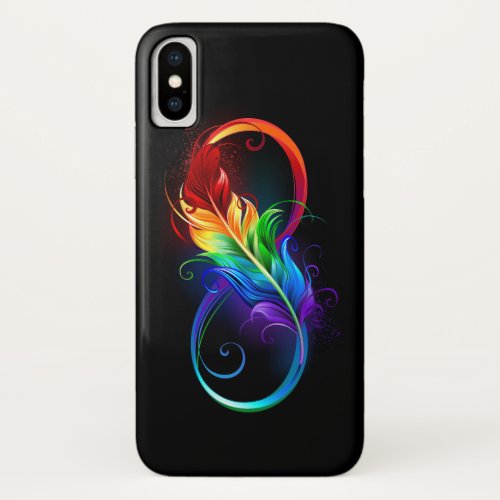 Infinity Symbol with Rainbow Feather iPhone XS Case