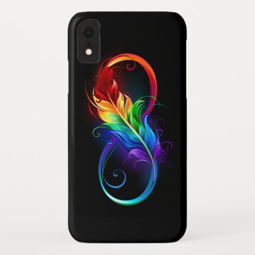 Infinity Symbol with Rainbow Feather iPhone XR Case