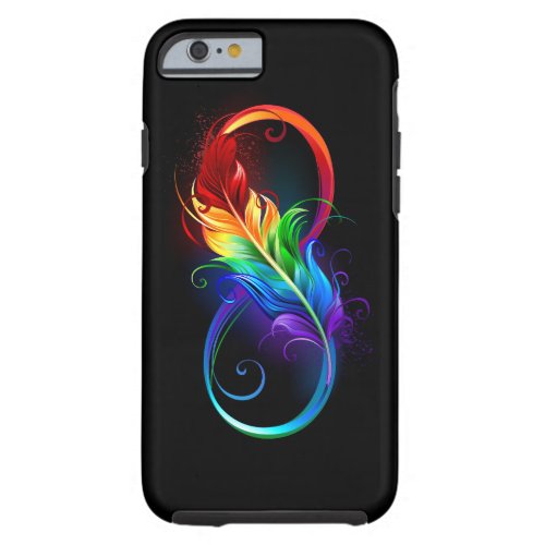 Infinity Symbol with Rainbow Feather Tough iPhone 6 Case