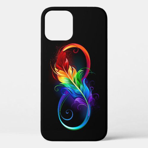 Infinity Symbol with Rainbow Feather iPhone 12 Case