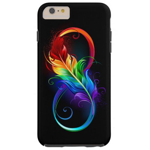 Infinity Symbol with Rainbow Feather Tough iPhone 6 Plus Case