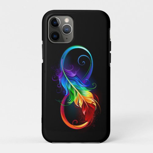 Infinity Symbol with Rainbow Feather iPhone 11 Pro Case