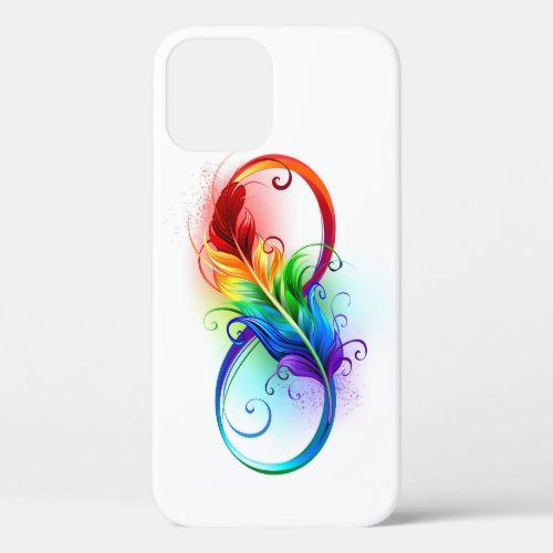 Infinity Symbol with Rainbow Feather iPhone 12 Case