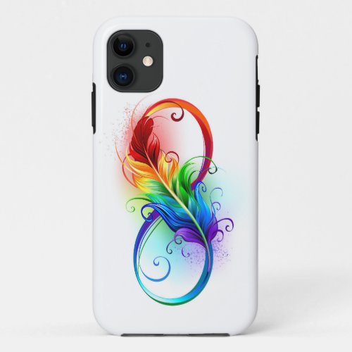 Infinity Symbol with Rainbow Feather iPhone 11 Case