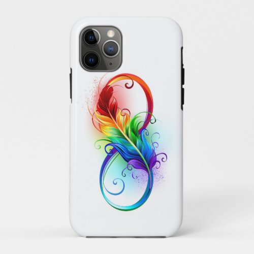 Infinity Symbol with Rainbow Feather iPhone 11 Pro Case