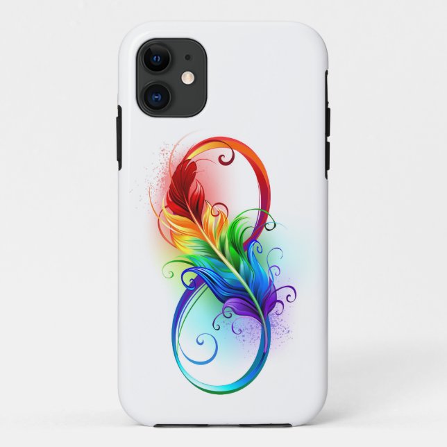 Infinity Symbol with Rainbow Feather Case-Mate iPhone Case (Back)