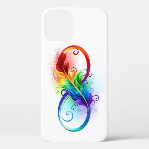 Infinity Symbol with Rainbow Feather iPhone 12 Pro Case