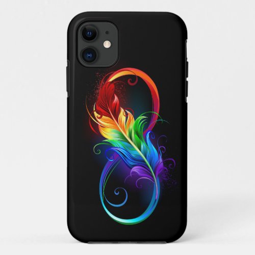 Infinity Symbol with Rainbow Feather iPhone 11 Case