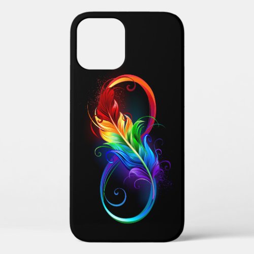 Infinity Symbol with Rainbow Feather iPhone 12 Pro Case