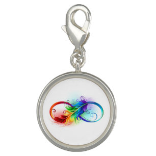 Infinity Symbol with Rainbow Feather Charm