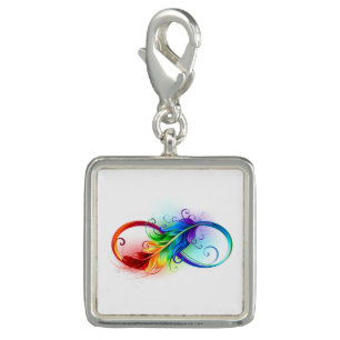 Infinity Symbol with Rainbow Feather Charm
