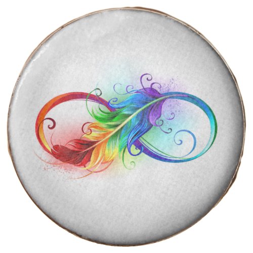 Infinity Symbol with Rainbow Feather Chocolate Covered Oreo