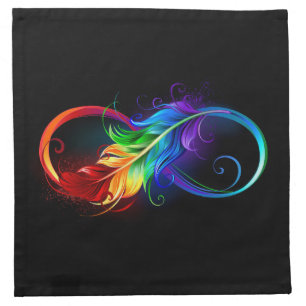 Infinity Symbol with Rainbow Feather Cloth Napkin