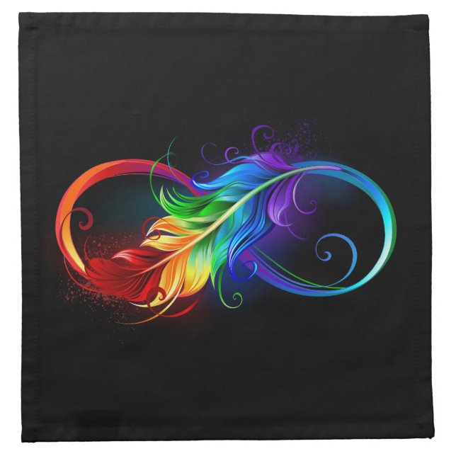 Infinity Symbol with Rainbow Feather Cloth Napkin (Front)