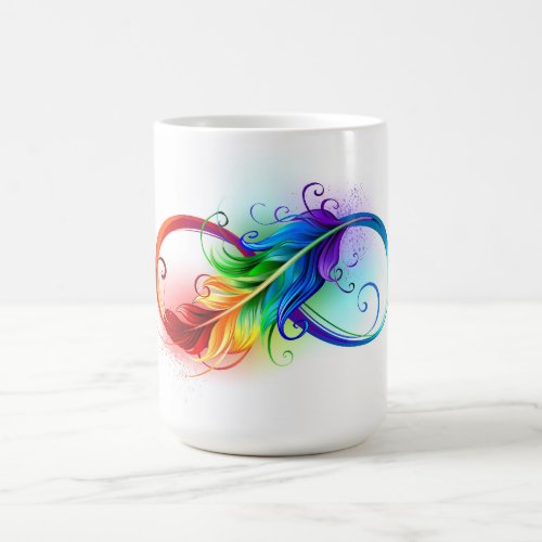 Infinity Symbol with Rainbow Feather Coffee Mug