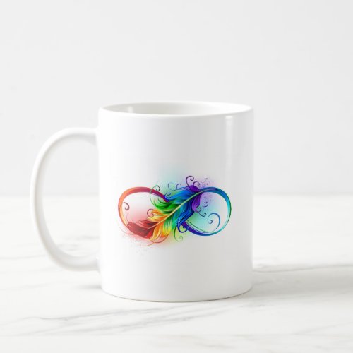 Infinity Symbol with Rainbow Feather Coffee Mug