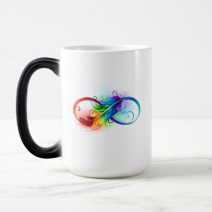 Infinity Symbol with Rainbow Feather Color Morph Mug