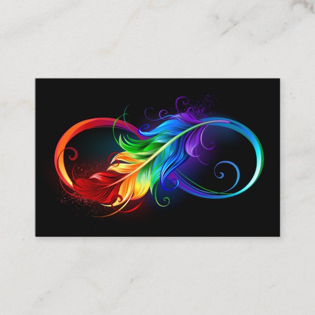 Infinity Symbol with Rainbow Feather Discount Card (Front)