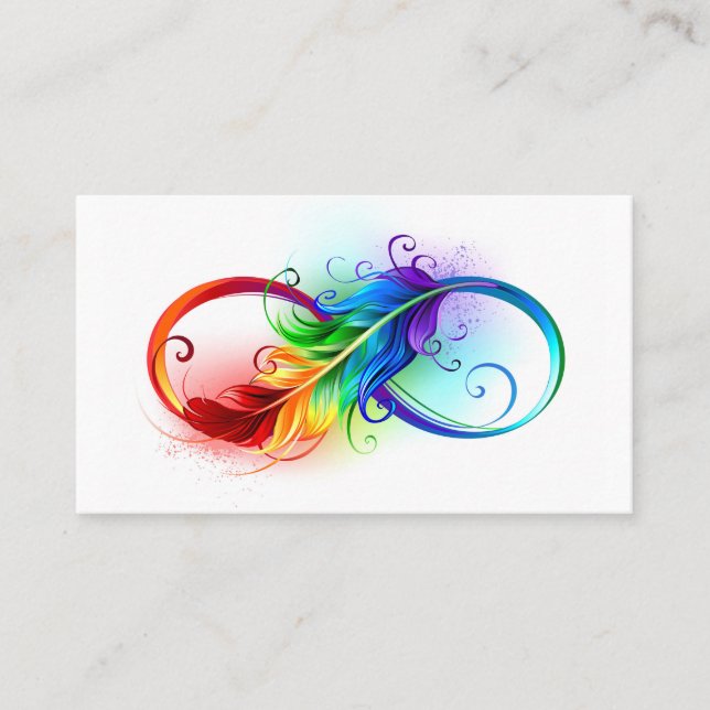 Infinity Symbol with Rainbow Feather Discount Card (Front)