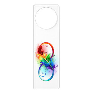 Infinity Symbol with Rainbow Feather Door Hanger