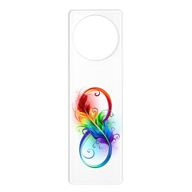 Infinity Symbol with Rainbow Feather Door Hanger (Front)