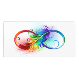 Infinity Symbol with Rainbow Feather Door Sign