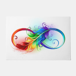 Infinity Symbol with Rainbow Feather Doormat