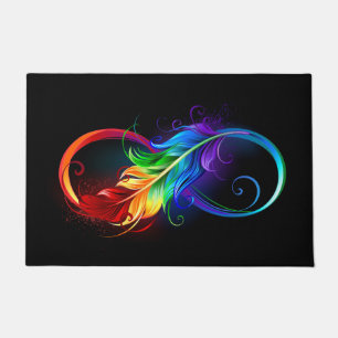 Infinity Symbol with Rainbow Feather Doormat