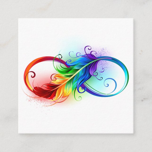 Infinity Symbol with Rainbow Feather Enclosure Card (Front)