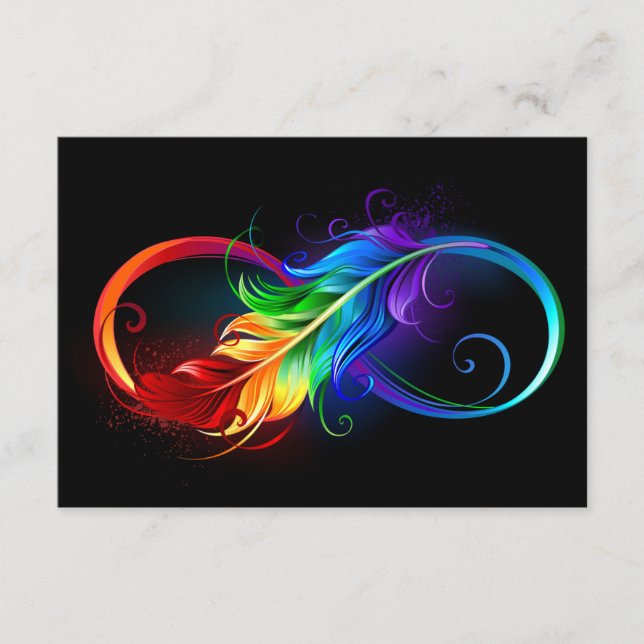 Infinity Symbol with Rainbow Feather Enclosure Card (Front)