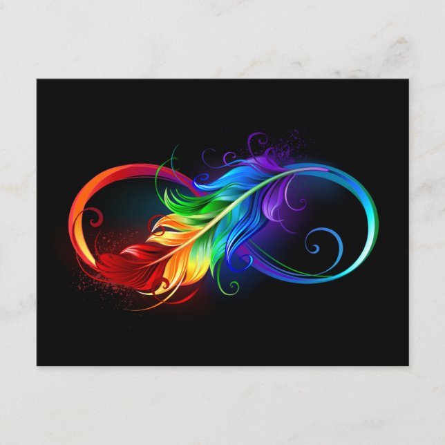 Infinity Symbol with Rainbow Feather Enclosure Card (Front)