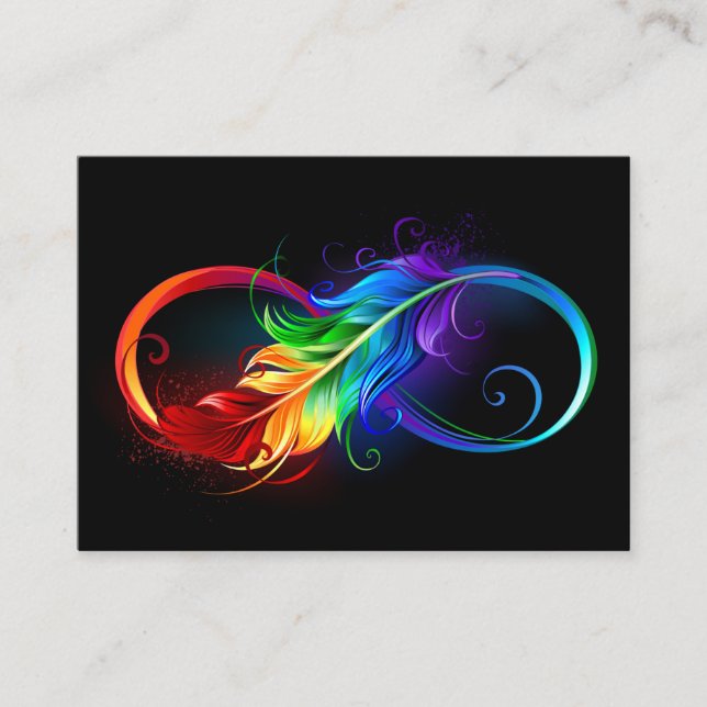 Infinity Symbol with Rainbow Feather Enclosure Card (Front)
